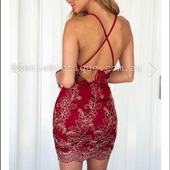 Xenia Boutique Red & Gold Dress - Picture 6 of 7